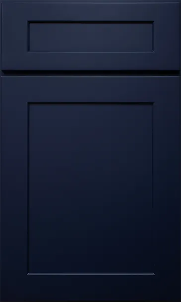 Modern Liberty Shaker Blue kitchen cabinets featuring a sleek, minimalist design