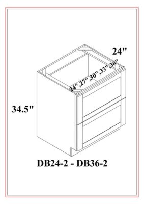 DRAWER BASES- 2 DRAWERS – Shaker Gray