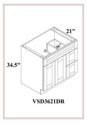 Combinación de cajón de tocador, cajón derecho – Gris Shaker