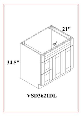 Combinación de cajones para tocador, cajón izquierdo – Gris Shaker
