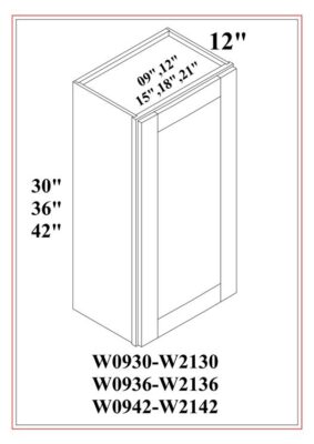GABINETES DE PARED ALTA DE 42″ - UNA PUERTA - Gris Shaker