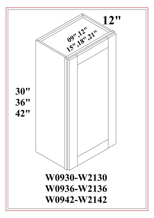 GABINETES DE PARED ALTOS DE 30″ - UNA PUERTA - Gris Shaker