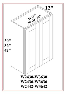 GABINETES DE PARED ALTOS DE 42″ - DOBLE PUERTA – Gris Shaker