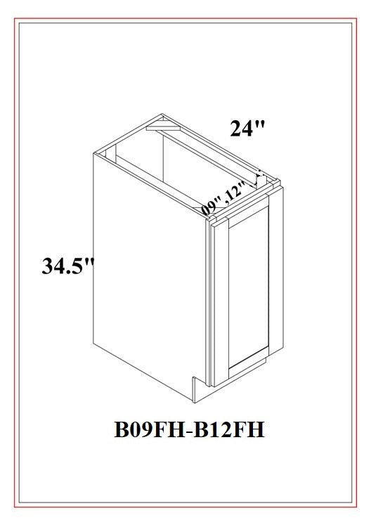 TekCabinet shaker white full height base cabinet with specifications for dimensions and design