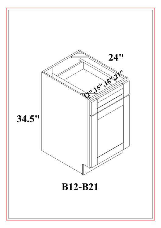 TekCabinet shaker white single door base cabinet with dimensions 24x34.5 inches for kitchen storage